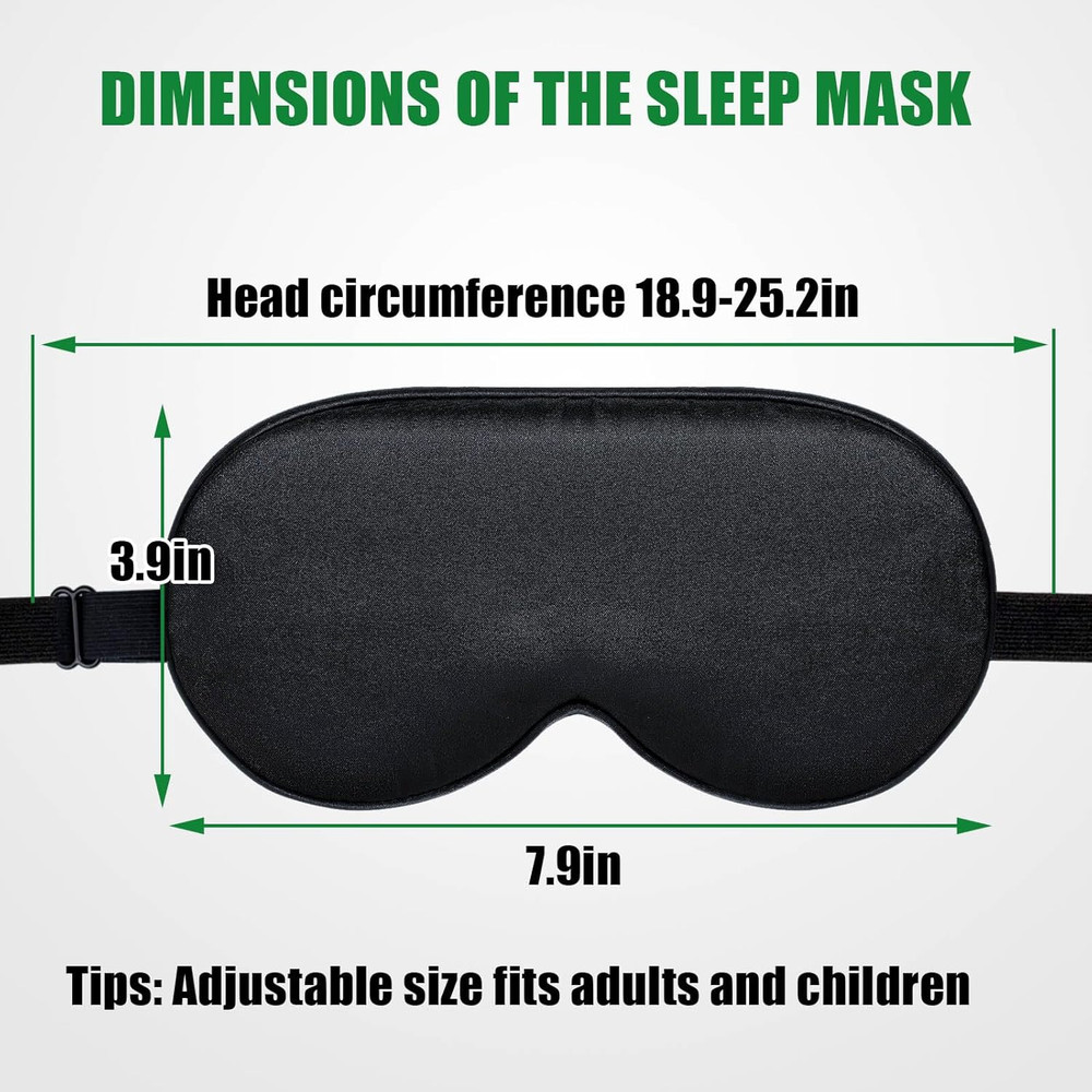 2 Pack Eye Mask for Sleeping, Adjustable Strap, Blackout Silk Sleep Mask, Soft