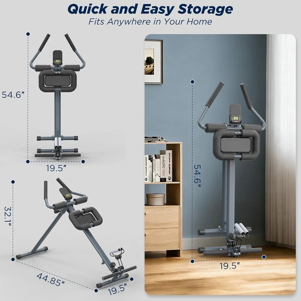 4-in-1 Rowing Machine, Ab Machine – Foldable Full Body Workout Equipment with...