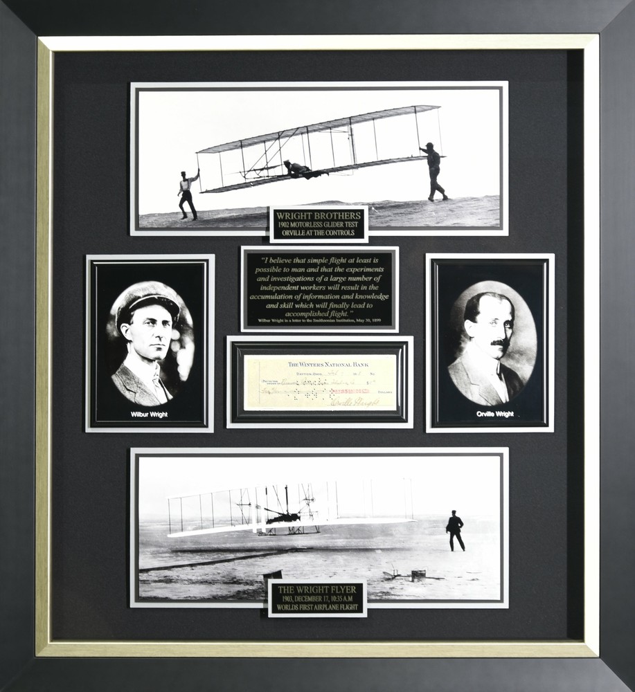 Wright Brothers Autographed Aviation Display