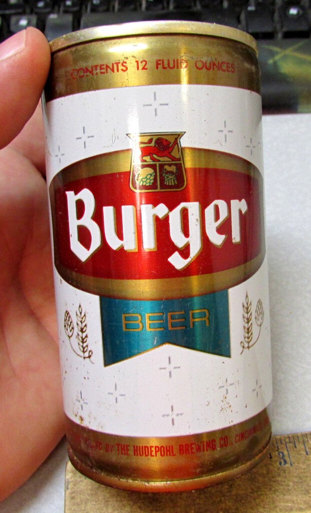 Burger Beer pull tab style beer can (empty) nice graphics & colors