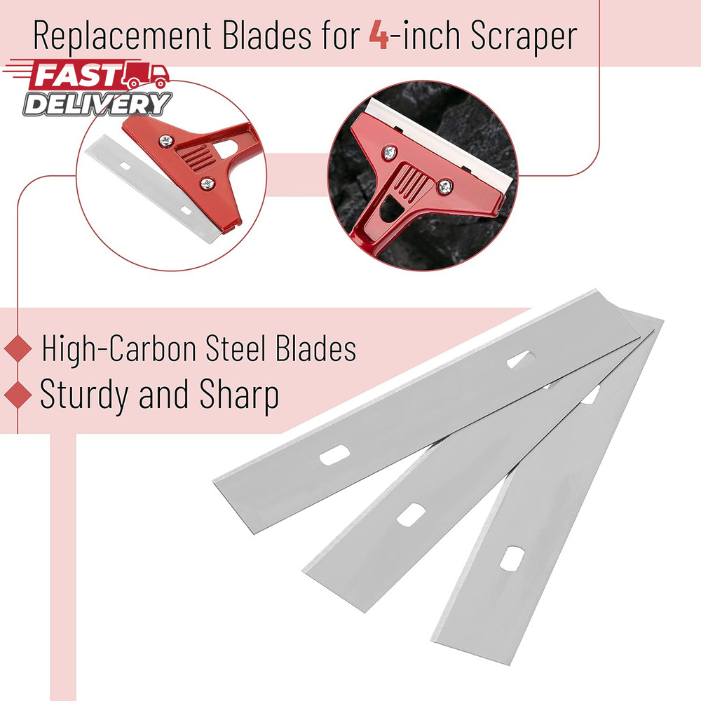 Bates- Replacement Scraper Blades, 4 Inch, 30 Pcs, Scraper Blades, Floor Scrappe