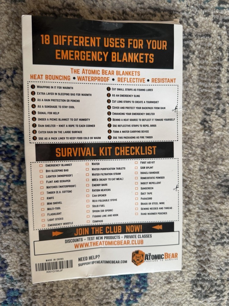 Atomic Bear Emergency Blankets