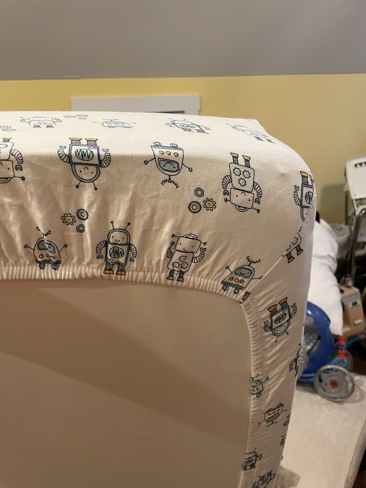 Cloud Island Robot Fitted Baby Crib Sheet