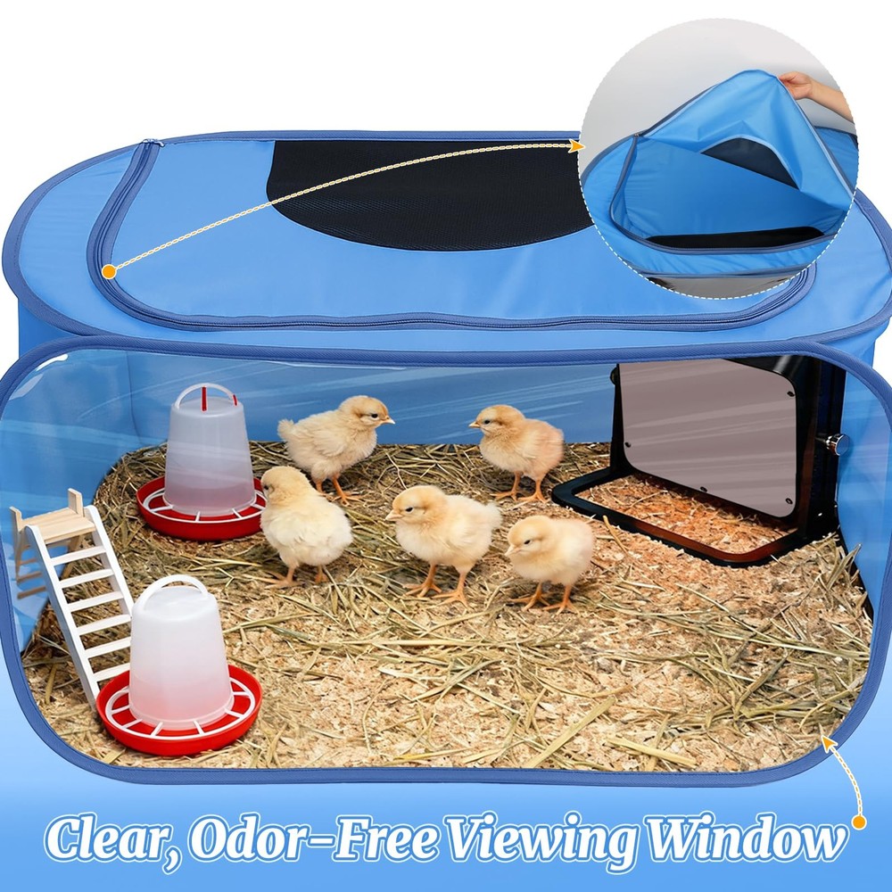 Chicken Brooder Box for Chicks, Pop Up Chick Brooder Kit with Clear Window, W...
