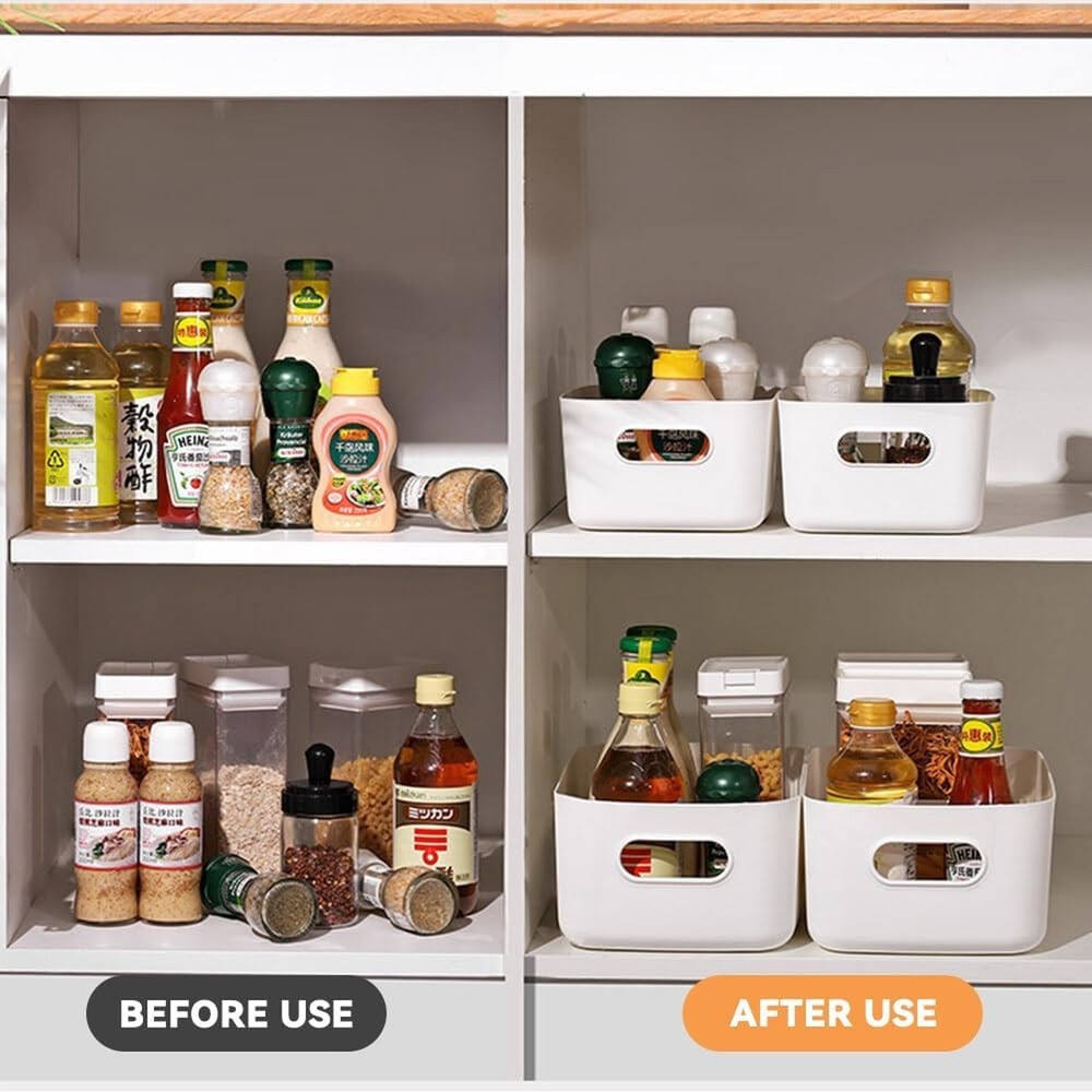 4-Piece Plastic Storage Set - Office/Home Kitchen Organisers, White Studio Ba...