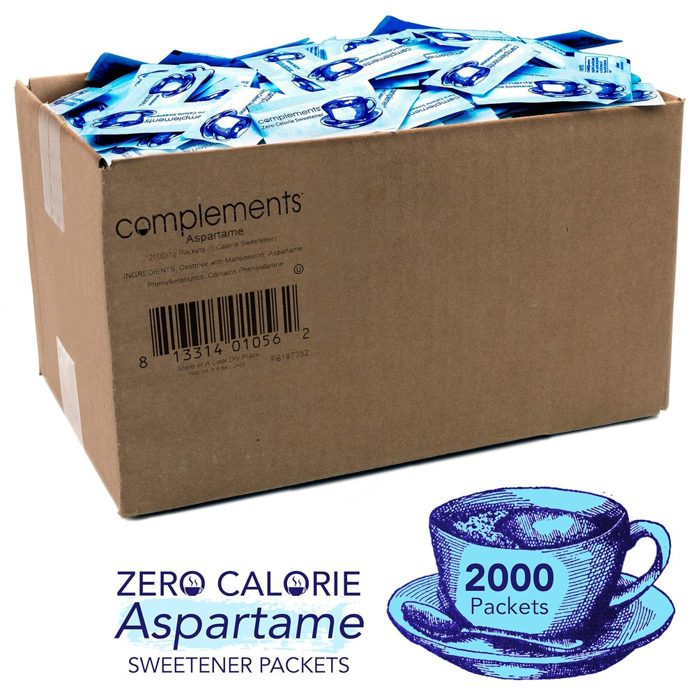 Zero Calorie Aspartame Blue Sweetener Packets, 2000 Count