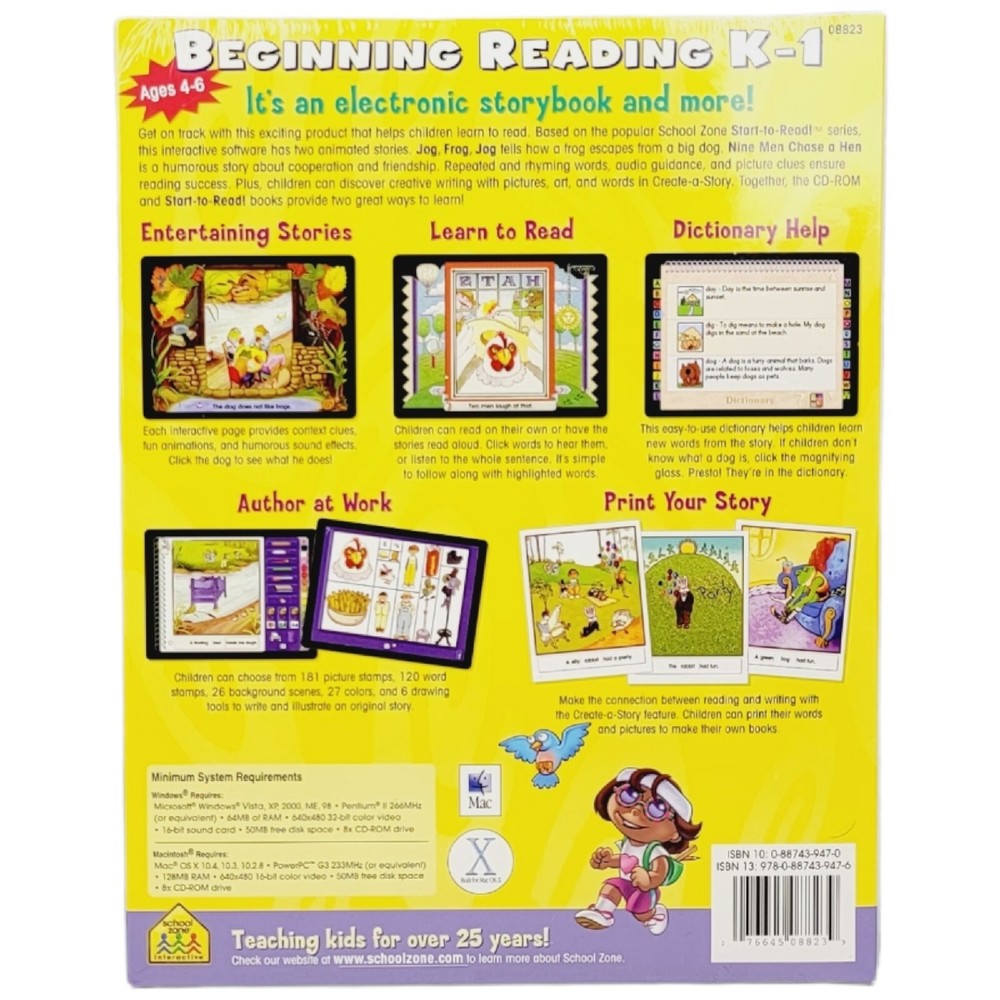 School Zone Beginning Reading On-Track Software Grades K-1 Ages 4-6