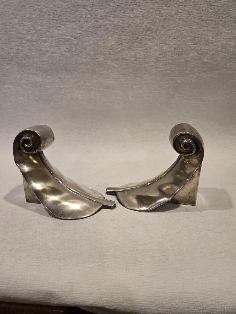 Pottery barn Silver plated leaf bookends