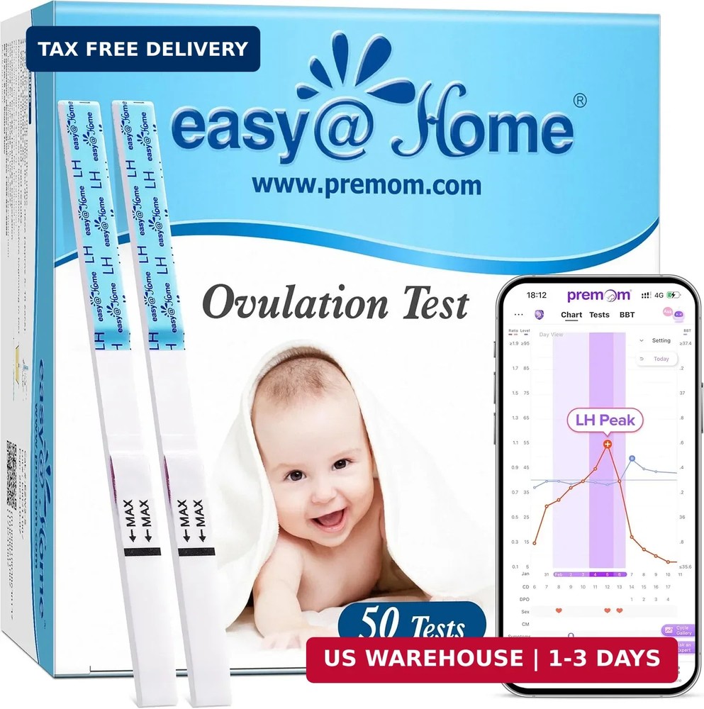 Easy@Home Ovulation Test Strips (50-Pack), FSA Eligible Ovulation Predictor Kit,