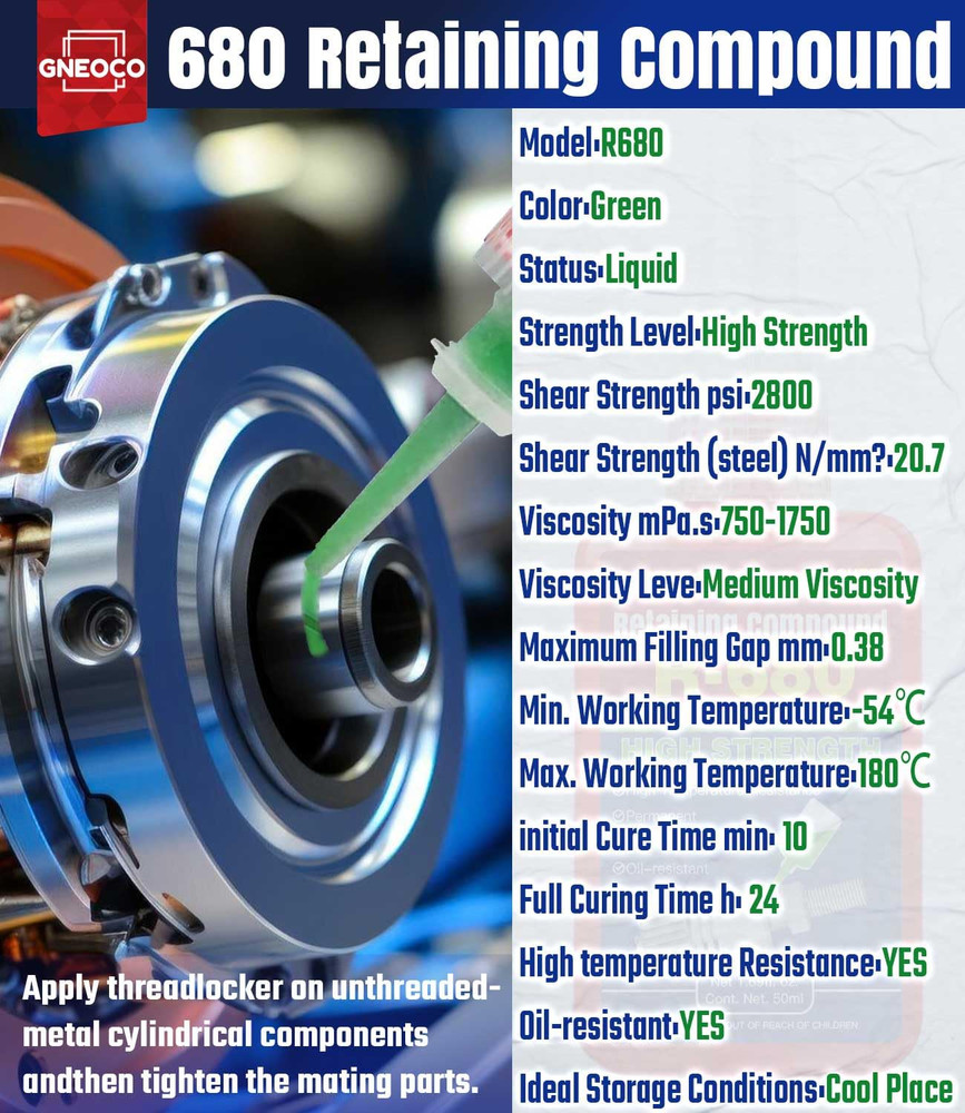 Threadlocker Green, Thread Lock High Strength Lock Tight for Nuts, Bolts, Fasten