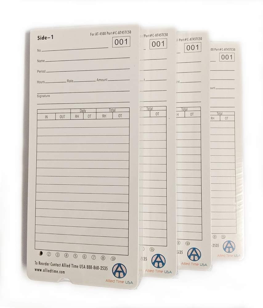 Genuine AT-4500 Time Cards, 4-Packs of 50ea