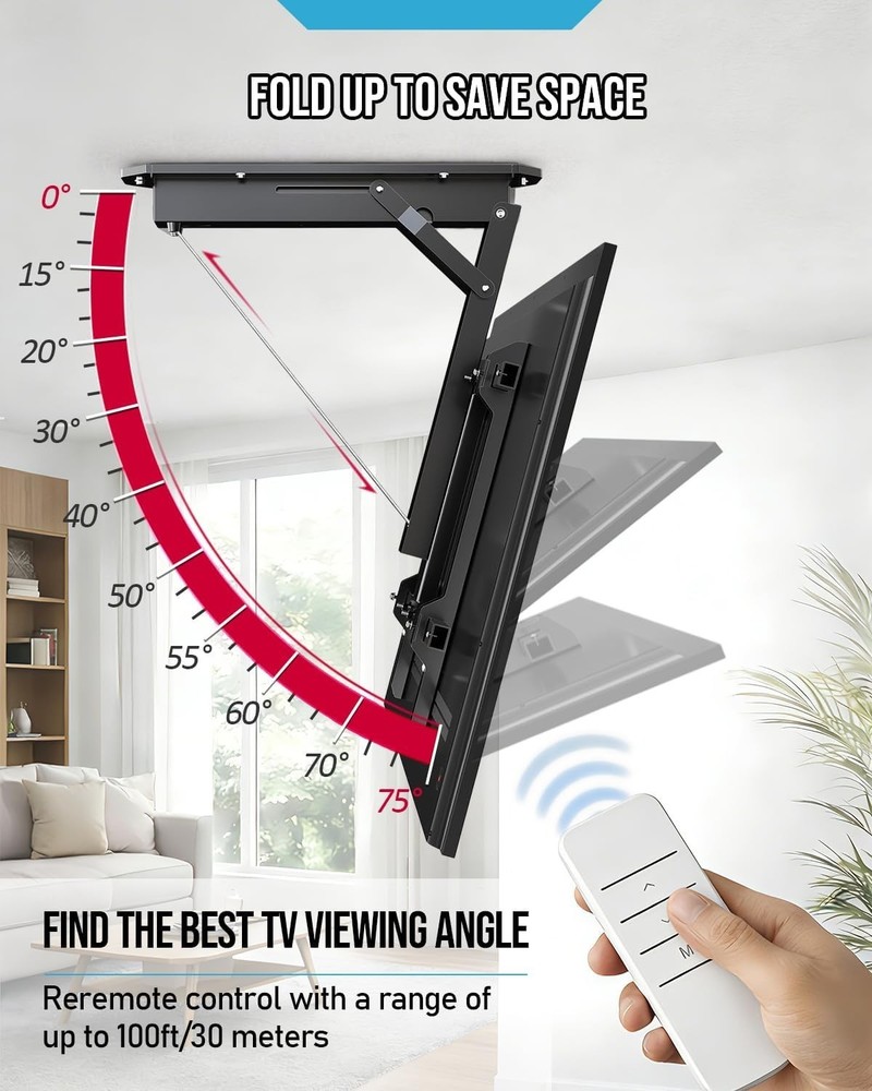 Electric Ceiling TV Mount with Remote - Motorized