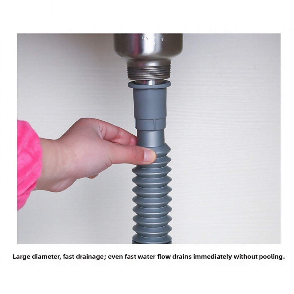 Flexible Drain Hose 2 PCS 80-90cm Extendable Plastic Pipe for Standard Sink Use
