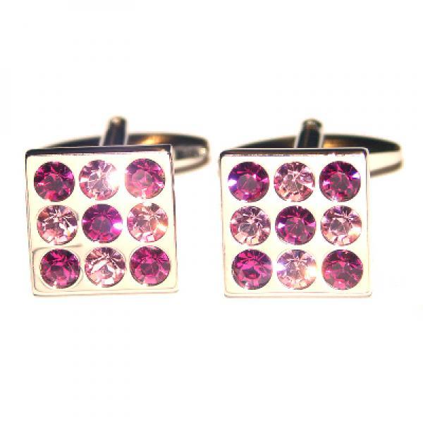 Pink Crystals Square Cufflinks X2PSF191