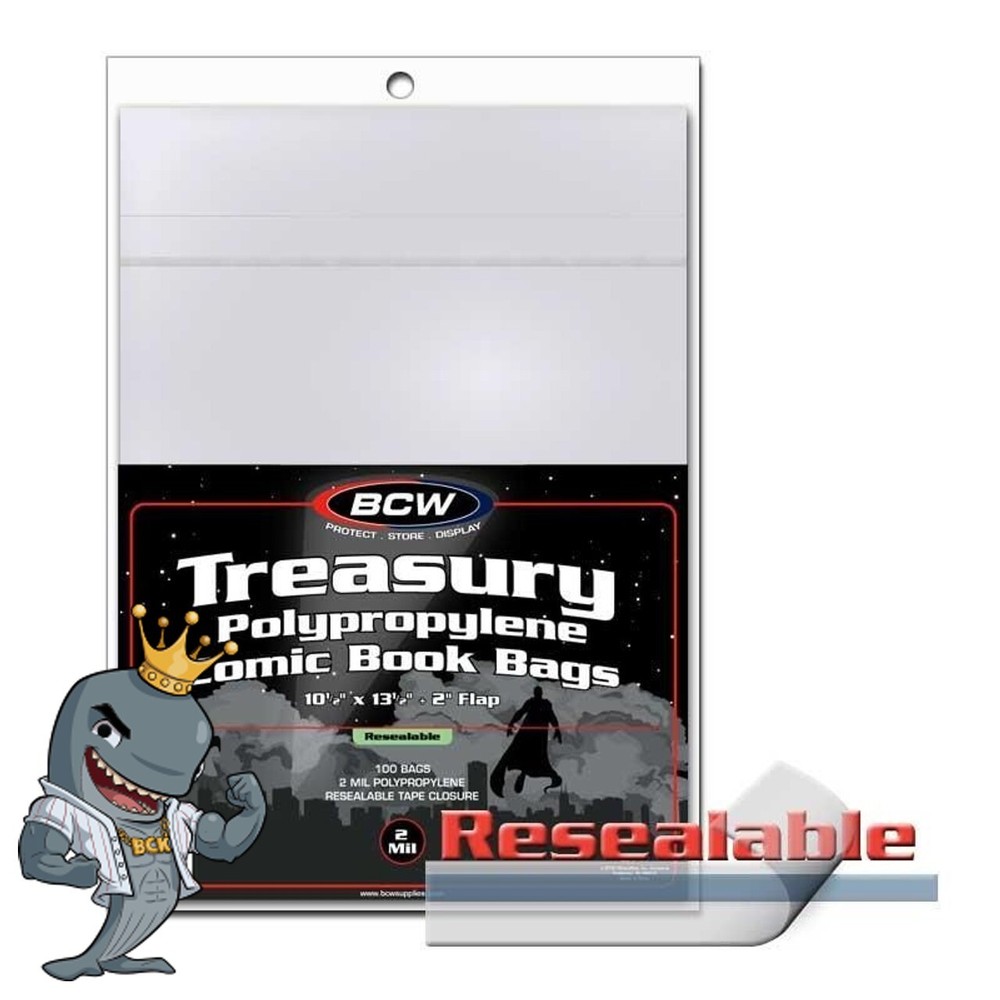 BCW Treasury Resealable Comic Bags 100ct Pack FREE SHIP
