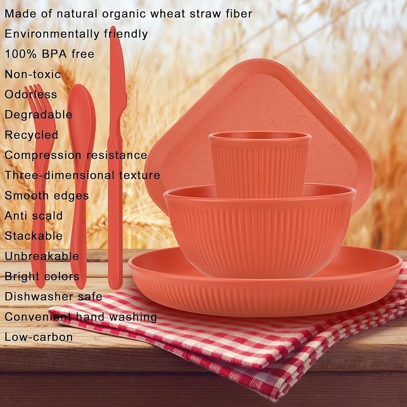 42-Piece Unbreakable Plastic Dinnerware Set 6 Dishwasher Microwave Safe New