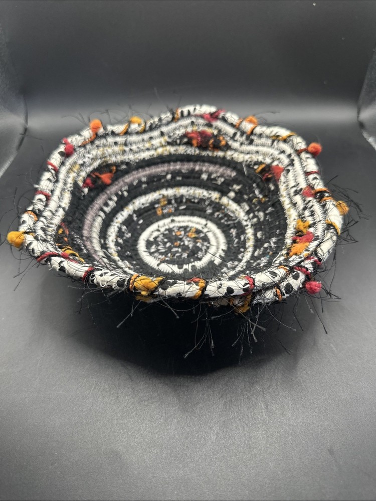 Handcrafted Rag Roll Bowl Halloween 8”