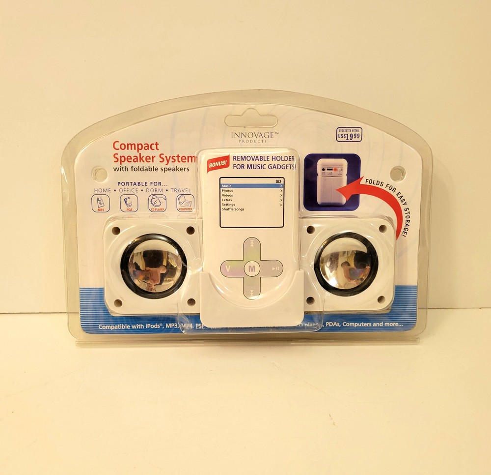 Innovage Compact Speaker System With Foldable Speakers For iPods NIP