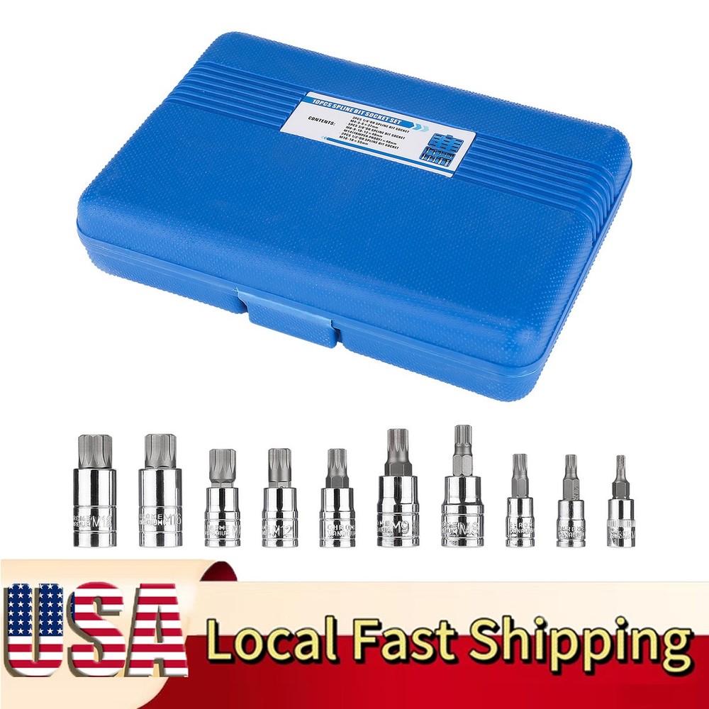 Bit Socket Set 10 PCS Spline Bit Socket Set w/ case Tamper Proof with Case