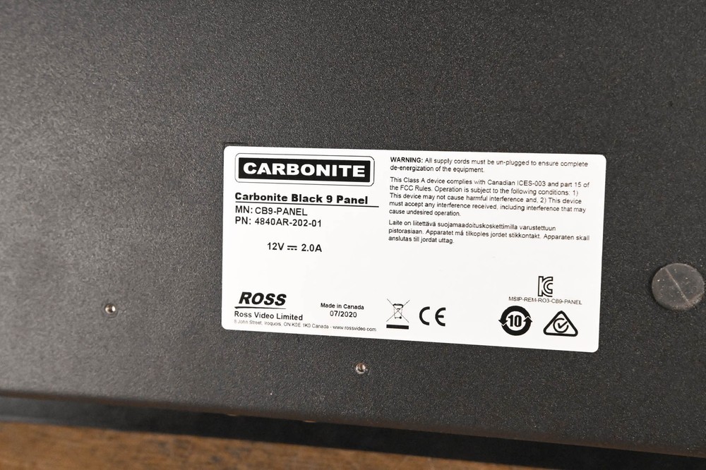 Ross CB9 Carbonite Black 9 Control Panel CG01VUH