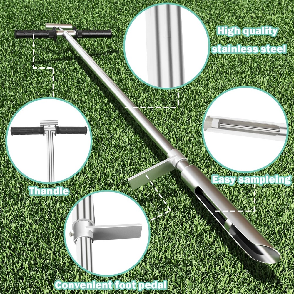 42 in Soil Sampler Probe,Stainless Steel Soil Sampler Probe,with Ejector Foot...