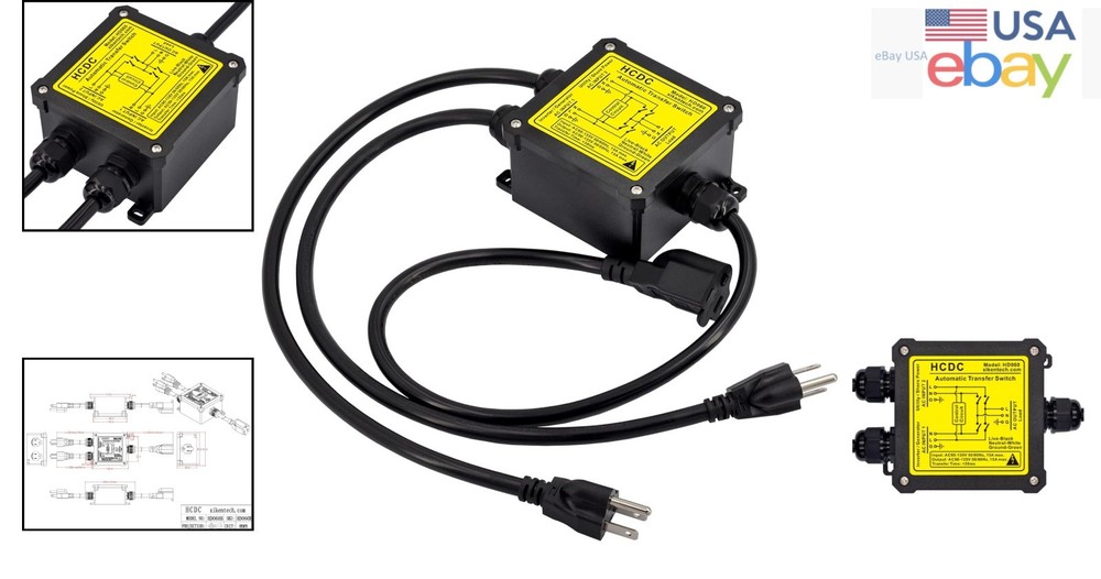 Wall Mount Transfer Switch 15Amp for AC Source Switching with Quick Response