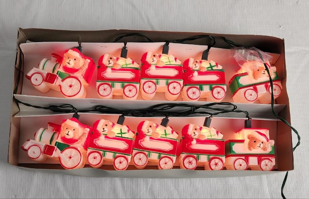Greentree 10 Deluxe Teddy Bear Train Christmas Lites Tree String Light Set