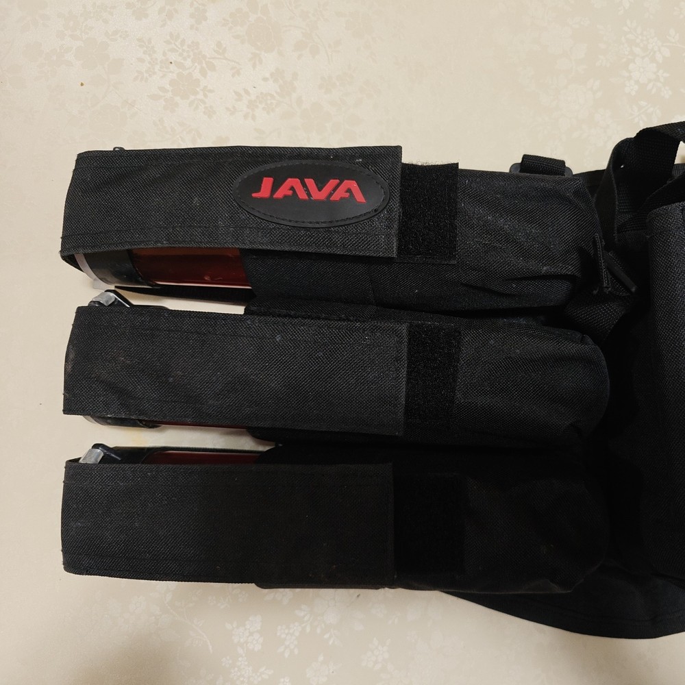 JAVA Paintball Harness 6+1 Pack, w/ 6 Pods, modified w/ Elastic Belly Bands.