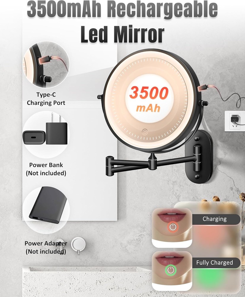 all Mounted Makeup Mirror with Lights, Double Sided LED Bathroom Lighting Makeup