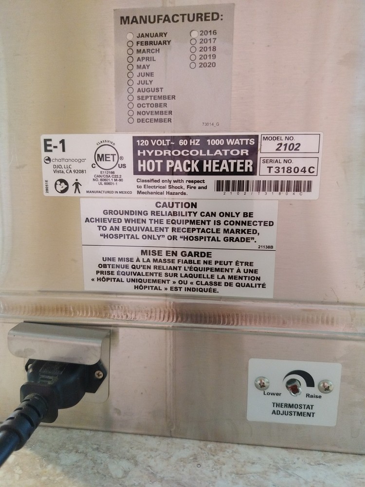 Hydrocollator Steam Hot Pack Heating Unit Heater E-1 Model 2102 *Tested *Works*