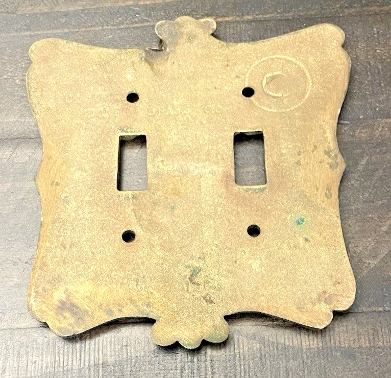 VINTAGE Brass Eagle Double Light Switch Plate Cover Reclaimed
