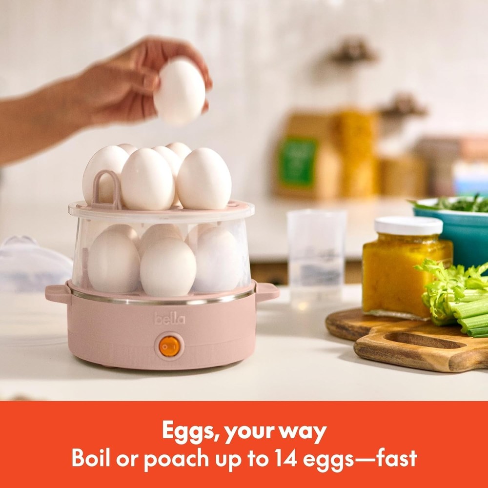 Electric Egg Cooker 14 Eggs Capacity Tray Double Stack Poached Scrambled Hard