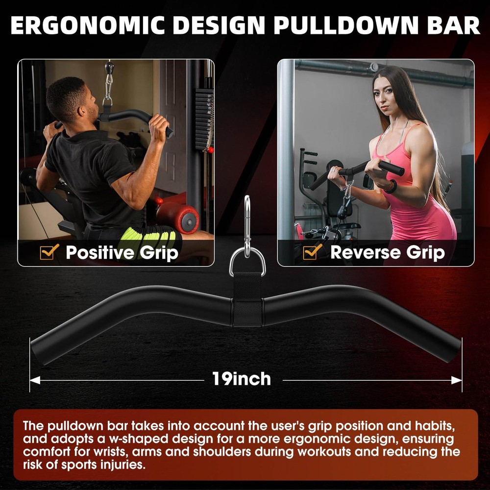 LAT Pulldown Bar Attachments Single D-Handle Tricep Bar for Cable Machine