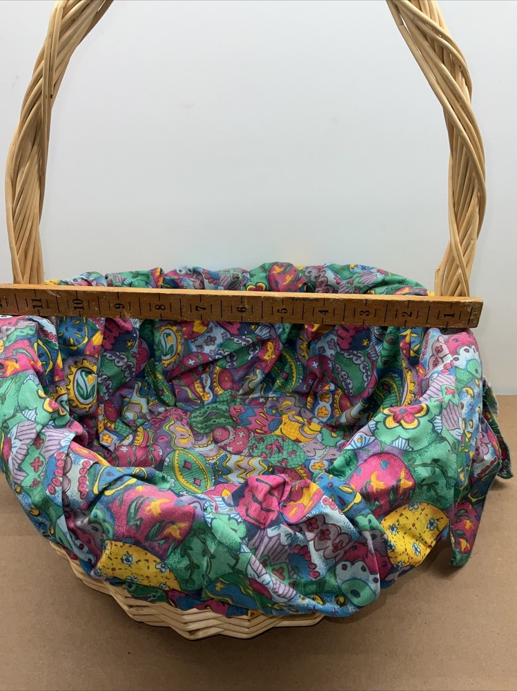 Easter Basket Kitsch Multi Color Liner Woven Boho Wicker