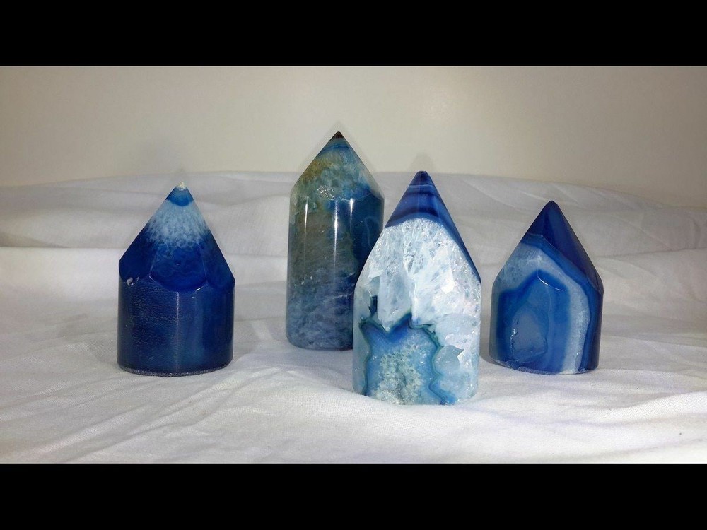 Hand Crafted Polished Blue Agate Cylindrical Crystal Point - Grab Bag