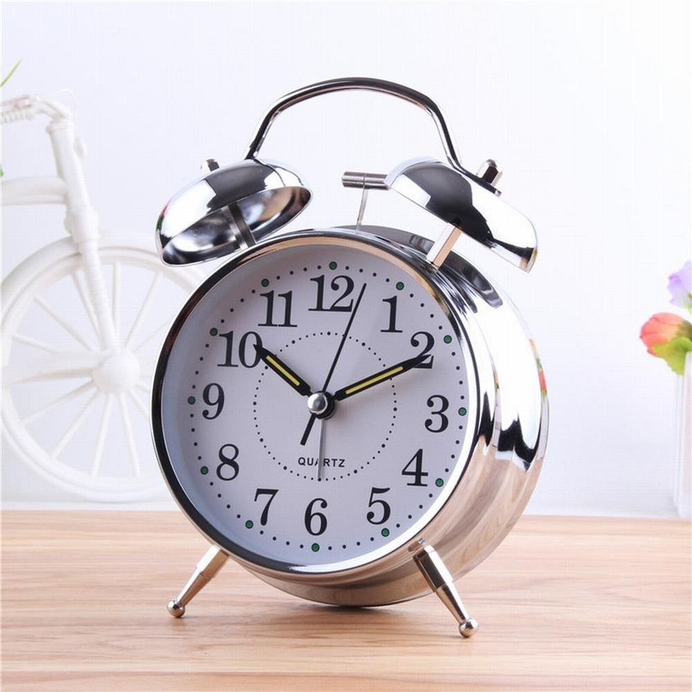Bedside for TRADITIONAL Classic Double Bell Alarm Clock Chrome