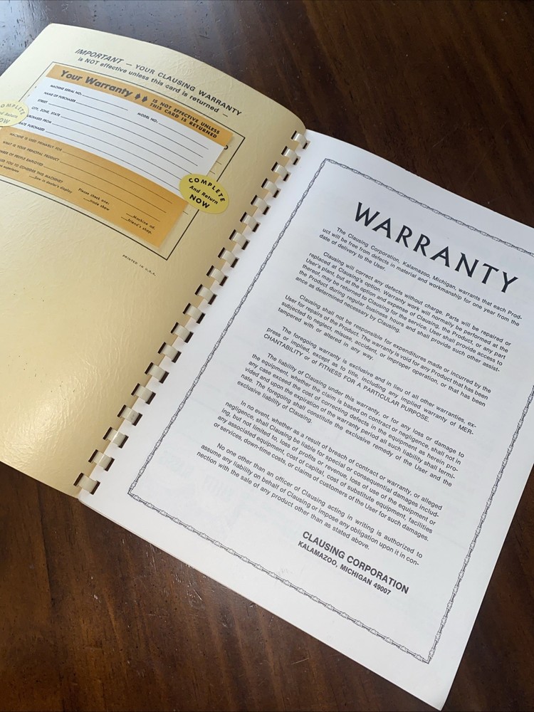 Clausing 14" Model 4314 Optical Comparator Instructions & Parts Manual