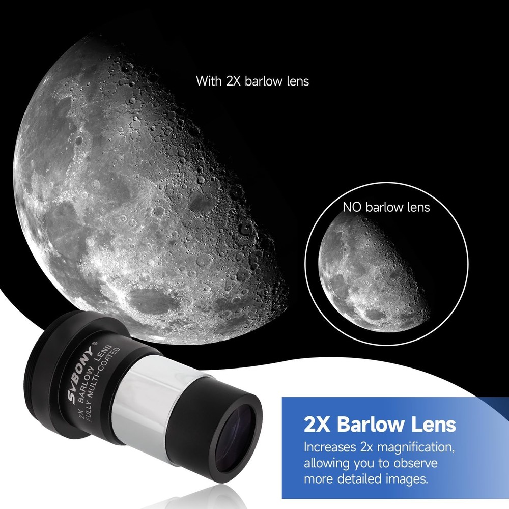 SVBONY SV233 7-Piece Eyepiece & Filter Accessory Kit, Includes Two 1.25” E