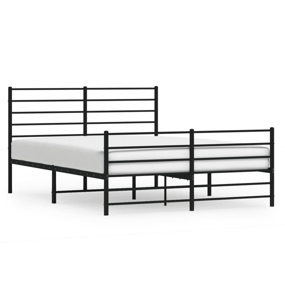 Bed Frame Black Steel King Bed Frame Rectangular Traditional