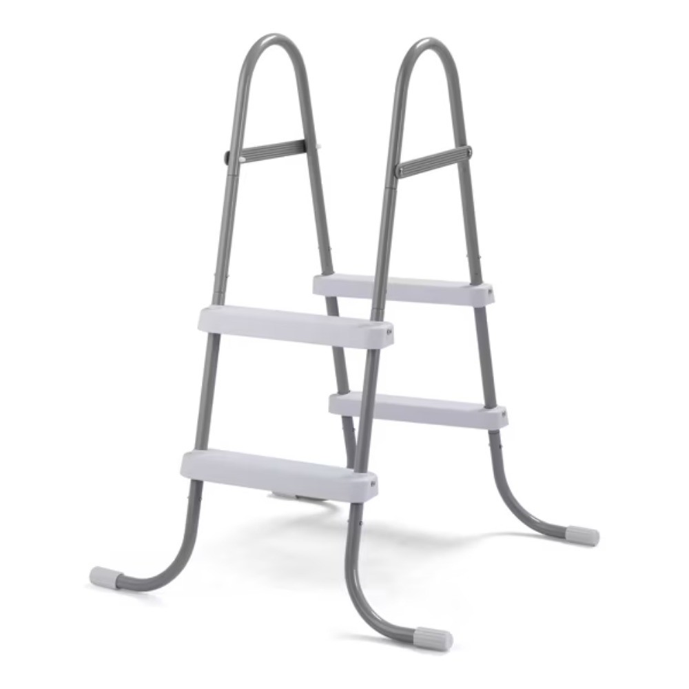 Double-Sided 2-Step Ladder for Above Ground Pools, 300 lb Capacity, White & Gray