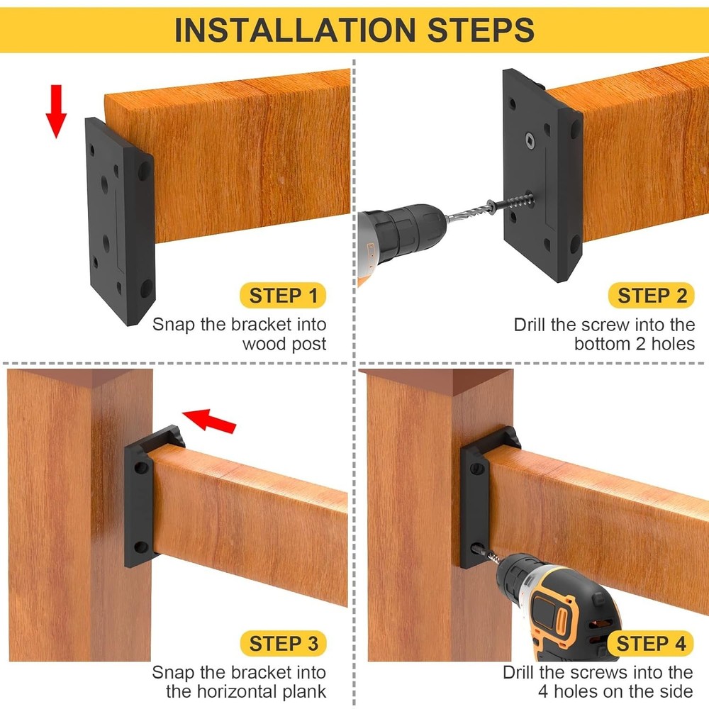 Multi-Angle Deck Railing Bracket Set for 2x4 Wood Posts - Quick Installation