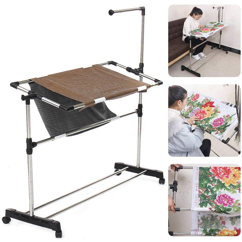 Needlework Floor Frame, Adjustable Cross Stitch Craft Stand, Standing Embroid...