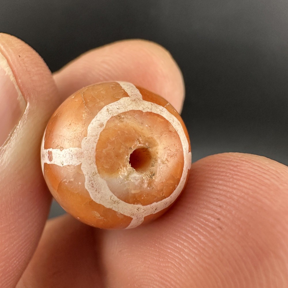 Antique Etched Carnelian Agate Beads Amulet