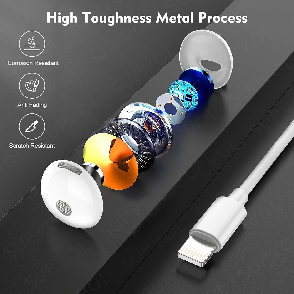 Apple Earbuds with Lightning Connector, 2Pack [Apple MFi Certified] iPhone