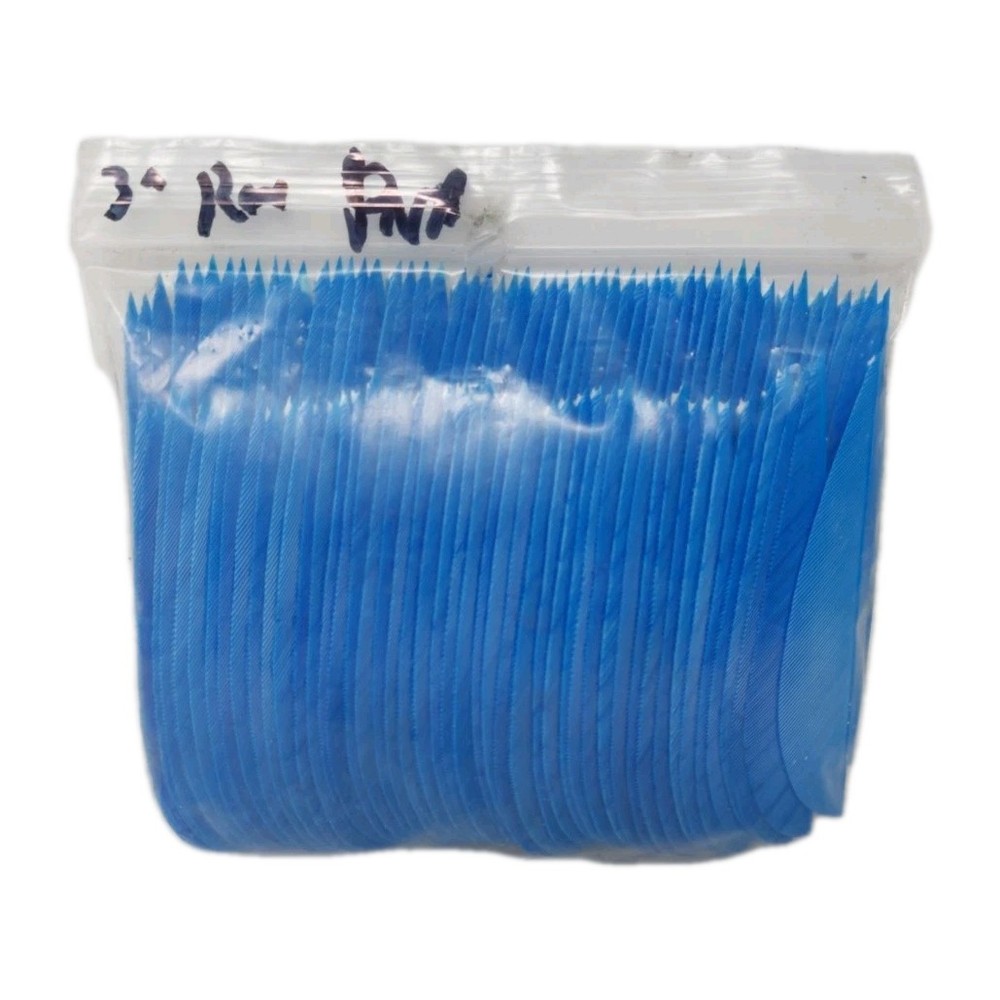 100pk Archery Arrow Feathers 3" Right Wing: Parabolic Blue