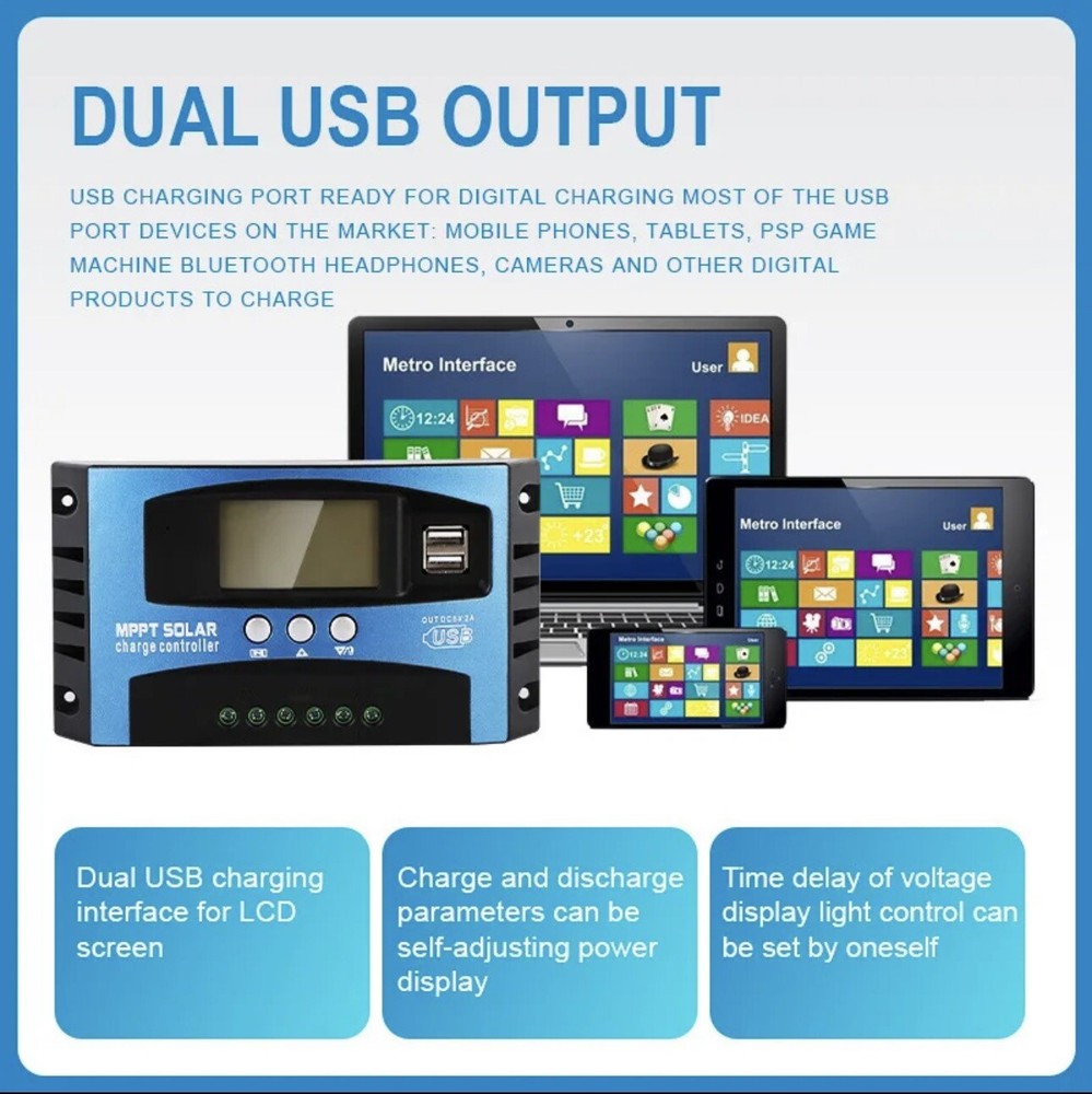 30A-100A MPPT Solar Charge Controller 12V/24V