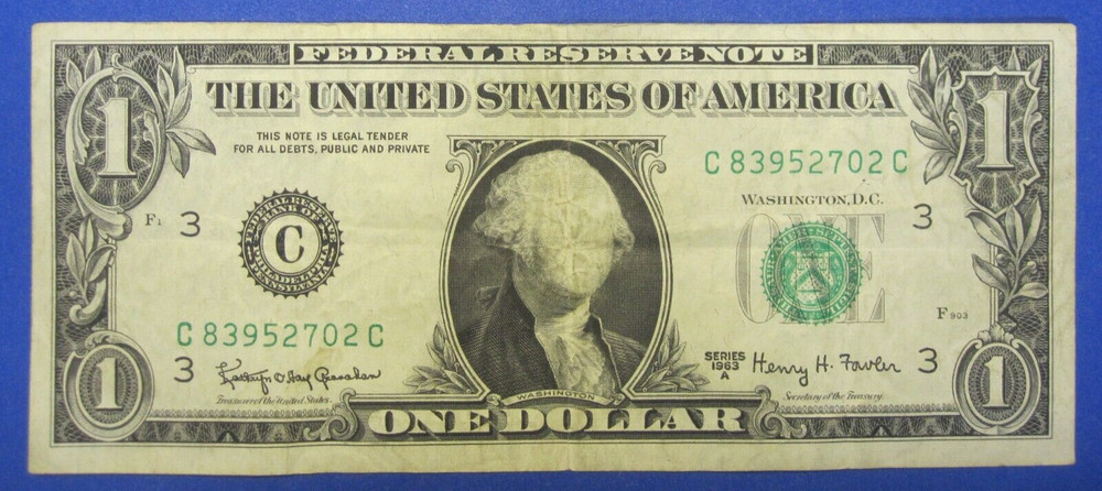 Genuine 1963A $1 FRN "Missing Face Washington" Major Printing Error Note
