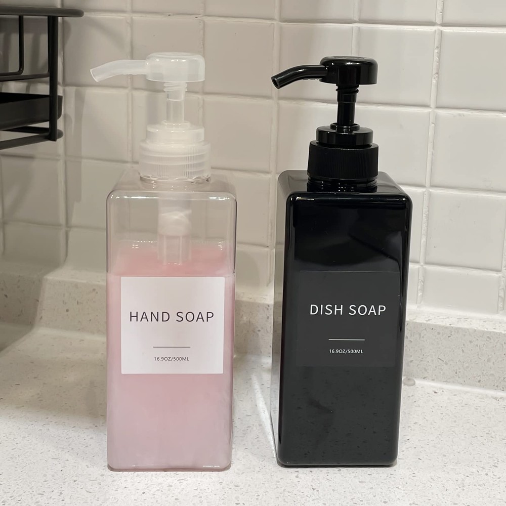 Clear Soap Dispenser with Waterproof Labels, Thickened Plastic Hand Soap Disp...