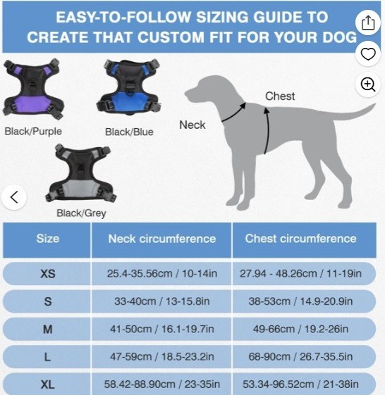 North Star Dog Harness Medium New Black and Grey