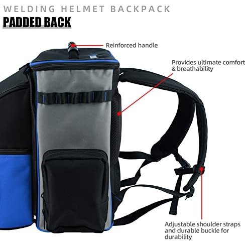Welding-Backpack Multifunction Helmet-Bag - Ultimate Equipment Bag with Blue